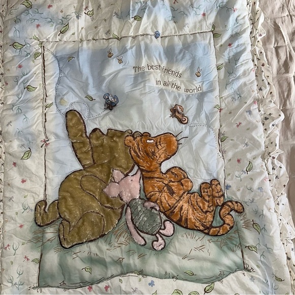 Vintage Winnie The Pooh Friends 3D Calliope Crib Quilt Comforter Tigger Piglet - Picture 1 of 8